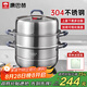 康巴赫304不銹鋼三層蒸鍋蒸籠復(fù)底湯蒸鍋多功能防燙鍋具32cm燃?xì)庠钔ㄓ? title=