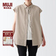 無印良品 MUJI 女式 亞麻混紡 無袖襯衫  BCM39C2S 淺棕色 均碼