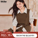 MsShe【復古磨毛三件套裝】大碼女裝2025秋裝胖mm馬甲襯衫闊腿褲 拿鐵色25年9月30日到貨 2XL
