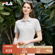 FILA斐樂女士連衣裙2025年夏季美式復古純色經典顯瘦POLO領裙子 中色花灰-MG M 165/84A/M