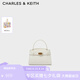 CHARLES&KEITH金屬扣帶凱莉包婚包手提單肩包包女包生日七夕禮物CK2-50270880 Cream奶白色 S