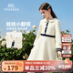 英氏（YEEHOO）女童連衣裙兒童裙子春秋季新款時(shí)尚翻領(lǐng)學(xué)院風(fēng)公主裙中大童裝女孩 圣誕假日 白色 120