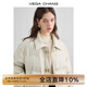 VEGA CHANG啞光PU皮羽絨服女2025年秋冬新款小個子白鴨絨短款外套 米色 S