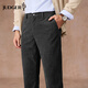 莊吉【燈芯絨】莊吉男士休閑褲2025秋冬新款通勤上班豎條紋直筒長(cháng)褲子