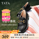 他她（TATA）一腳蹬小皮鞋女鞋粗跟樂福鞋女鞋子單鞋春季新款CYM01AA5 黑色 38