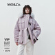 MO&Co.羽絨服【升溫里襯】90鴨絨連帽可拆貉子毛領(lǐng)收腰紫摩安珂 粉紫色 S 160