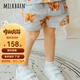 Milkbarn夏季兒童短褲 1-8歲寶寶純棉褲子休閑五分褲男女童中褲 灰藍(lán)牦牛 90 cm