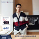 TOMMY HILFIGER【拼色開(kāi)衫】秋冬季男女商務(wù)休閑學(xué)院慵懶風(fēng)V領(lǐng)寬松針織外套毛衣 【拼色開(kāi)衫】-藏青紅白拼色FAP L （推薦：150-165斤）