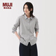 無(wú)印良品（MUJI）女式水洗平紋襯衫領(lǐng)長(cháng)袖襯衫襯衣內搭女裝秋季外搭薄款外套 灰色條紋 L （165/88A）