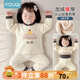 優(yōu)奇嬰兒衣服加絨保暖內(nèi)衣寶寶秋衣秋褲加絨加厚打底兒童分體套裝冬裝 杏色 90