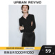 UR秋冬新款女裝休閑紐扣式插肩袖連帽長(cháng)袖T恤UYY440056 黑色 M