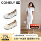 康莉（COMELY）羊皮軟底單鞋女新品2025年蝴蝶結(jié)舒適平底鞋子配裙子 奶油白  38 