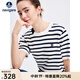 Navigare意大利小帆船女士T恤25春夏季新品休閑簡(jiǎn)約針織體恤百搭簡(jiǎn)約上衣 白底藍紋 M