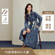 茵曼復(fù)古牛仔連衣裙2025秋女裝新款修身長袖中長款A(yù)字裙 牛仔藍(lán) M