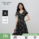 秋水伊人優(yōu)雅百搭V領(lǐng)碎花裙2025年夏季新款女通勤印花收腰連衣裙 花料 M