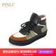 PINLI品立男鞋子秋冬新款男士潮流系帶高幫休閑鞋B2032246 黑綠 41