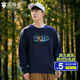 拓路者（Pioneer Camp）圓領(lǐng)衛(wèi)衣男士春秋季套頭長袖上衣男冬季加絨保暖學(xué)生休閑外套寬松 深藍(lán)色 常規(guī) L