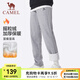 駱駝運(yùn)動(dòng)加絨褲男女加絨棉保暖長(zhǎng)褲寬松休閑衛(wèi)褲 J13CAV6034，深花灰，男 XL