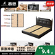 DeRUCCI HOME慕思床實(shí)木中古風(fēng)復古法式儲物黑色真皮床小戶(hù)型雙人主臥高端大氣 頭層牛皮[15CM加寬松木排骨架]瀾 1500mm*2000mm氣壓三抽結構