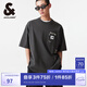 杰克·瓊斯（JACK&JONES）夏季新款羅紋圓領字母貼布刺繡oversized短袖T恤男裝224201065 E44黑砂色-1 S 170