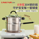 凌豐（LINKFAIR）奶鍋不銹鋼嬰兒輔食鍋無(wú)涂層煮面鍋雪平鍋小湯鍋燃氣電磁爐通用 304奶鍋蒸籠兩件套 18cm