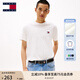 TOMMY JEANS【純色純棉】25新款夏季男裝平紋針織潮流刺繡短袖上衣T恤20322 白色YBL M （推薦：135-150斤）