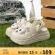 Semir女鞋洞洞鞋女夏季休閑一腳蹬沙灘拖鞋涼鞋女SSM252009 米色 35-36