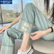 莫代爾新中式國風(fēng)盤扣直筒牛仔褲女2025春秋新款高腰分小個子薄款煙管褲 MX-1352_藍色 M 建議95-105斤