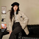 茵曼巴恩風(fēng)撞色翻領(lǐng)羽絨服女2025年冬新款白鴨絨菱紋外套 卡其色 M