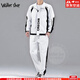 Walker Shop高端運動(dòng)套裝男春秋季新款大碼寬松舒適親膚休閑夾克外套男兩件套 白色【立領(lǐng)款】 XL【建議130-145斤】