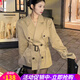 歐貝汐風(fēng)衣外套女短款小個(gè)子2025秋冬季韓版洋氣歐美英倫風(fēng)收腰女裝上衣 卡其色 M