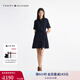 TOMMY HILFIGER25新款夏季女裝休閑通勤系帶收腰顯瘦條紋襯衫裙連衣裙03906 藏青色DW5 S (34)