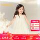 巴拉巴拉女童裙子兒童連衣裙2025新款夏裝中幼童掛脖網(wǎng)紗公主裙 白黃色調(diào)00313 140