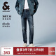 杰克·瓊斯（JACK&JONES） 潮流時(shí)尚LOGO皮標(biāo)彈力修身水洗貓須舒適百搭牛仔褲男裝225132035