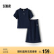 森馬（Semir）套裝女小心機(jī)短上衣高腰半身裙2025夏拼接蕾絲兩件套107425117010
