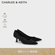 CHARLES&KEITH簡(jiǎn)約通勤尖頭高跟鞋單鞋婚鞋女鞋子女生日禮物CK1-60361352 Black Textured黑色紋理 37