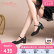 金利來（goldlion）女鞋粗跟通勤瑪麗珍鞋時尚圓頭牛皮淺口單鞋女 G662330005黑色35