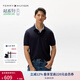 TOMMY HILFIGER【透氣舒適】夏季男裝珠地網眼商務休閑純色翻領短袖T恤POLOJA572 【經典百搭】藏青色FAP M （推薦：135-150斤）
