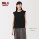 無印良品（MUJI）女式 雙股天竺編織法國袖T恤上衣打底衫內(nèi)搭女裝25年夏季BB2RPA5S 黑色 M (160/84A)