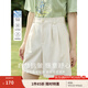 茵曼（INMAN）冰氧吧涼感百慕大休閑褲女2025年夏新款高腰顯瘦寬松A字短褲 淺杏色 28
