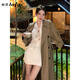她芙（tafu）品牌女裝風(fēng)衣外套女2025春秋新款小個(gè)子英倫風(fēng)氣質(zhì)收腰雙排扣大衣 卡其色 M