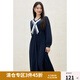 獨(dú)束大碼女裝2025春季新款學(xué)院風(fēng)微胖mm撞色海軍領(lǐng)顯瘦長袖連衣裙 水手藍(lán) 2XL (尺碼：4)