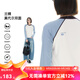 雲上生活【云朵彈彈T】撞色復古修身減齡長(cháng)袖女T恤2025秋顯瘦上衣T0223 米藍拼色 （直身袖口） L