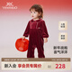 英氏（YEEHOO）嬰兒連體衣春秋季長(cháng)袖女童可愛(ài)喜慶衣服拜年服爬服