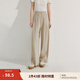茵曼（INMAN）自然涼皺感闊腿褲2025夏季女裝新款休閑高腰慵懶寬松涼涼褲 卡其色 M