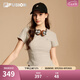 FILA FUSION斐樂潮牌女子針織短袖衫2025秋季新款時尚休閑緊身T恤 麥粉灰-GY M 165/84A/M