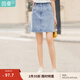 茵曼（INMAN）百搭時(shí)尚女裝短半身裙顯瘦中高腰排扣2025夏季新款顯瘦牛仔裙 淺牛仔 L