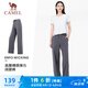 駱駝（CAMEL）顯瘦闊腿褲女高腰彈力直筒運動褲 Y24BAWL6041 寒泉灰 L