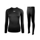 灰殼美利奴羊毛速干衣壓縮衣女秋冬戶(hù)外跑步滑雪保暖內衣褲套裝 黑色 -套裝 L