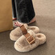 樂(lè )戀淑棉拖鞋女士毛毛拖鞋外出高顏值2025新款秋冬室內家居女生毛絨拖鞋 包頭毛毛紐扣拖鞋【卡其色】 38-39 【建議37-38碼】